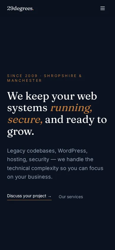 29degrees website on mobile