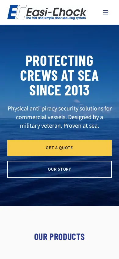 Easi-Chock website on mobile