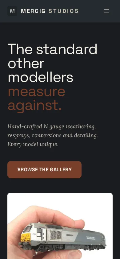 Mercig Studios website on mobile