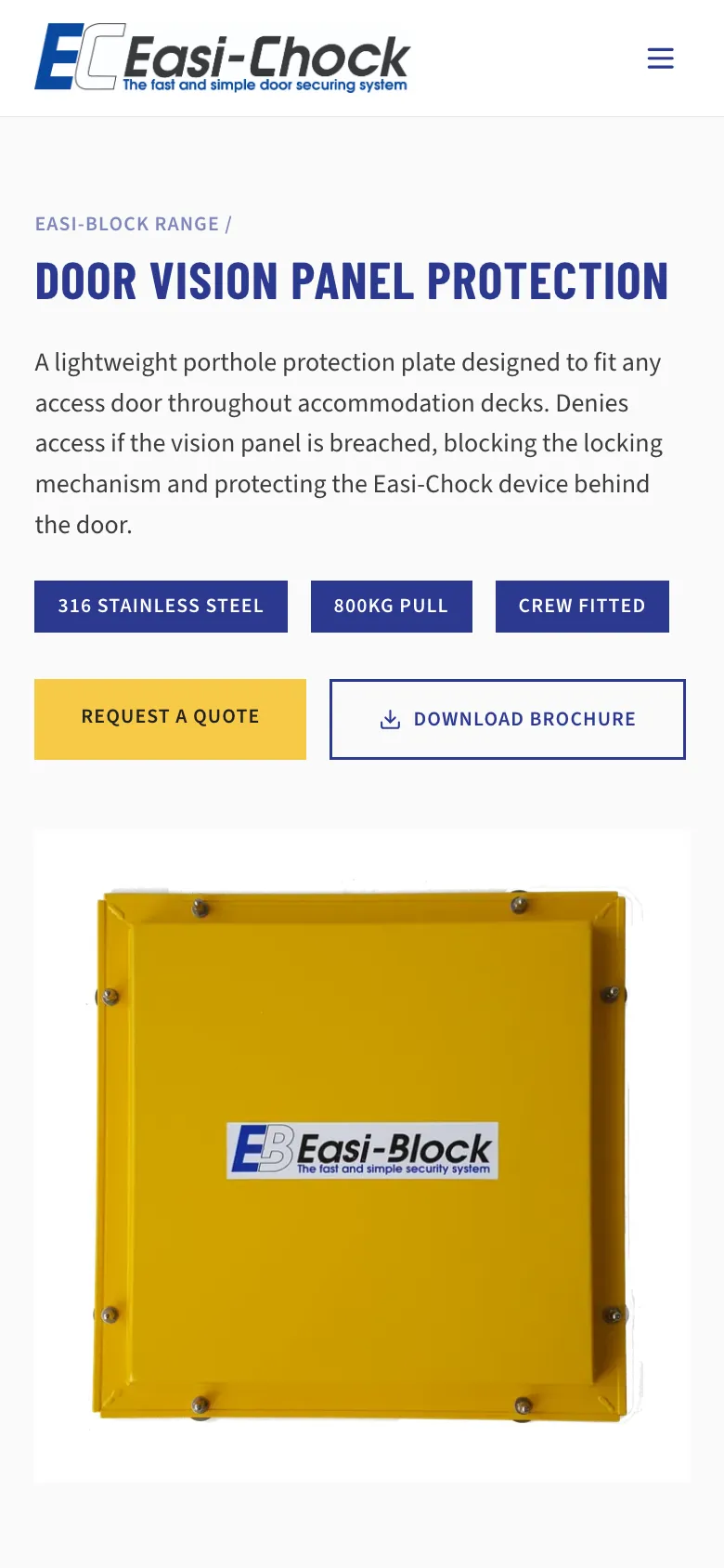 Easi-Chock website on a phone