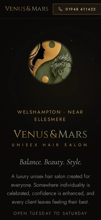 Venus & Mars website on a phone